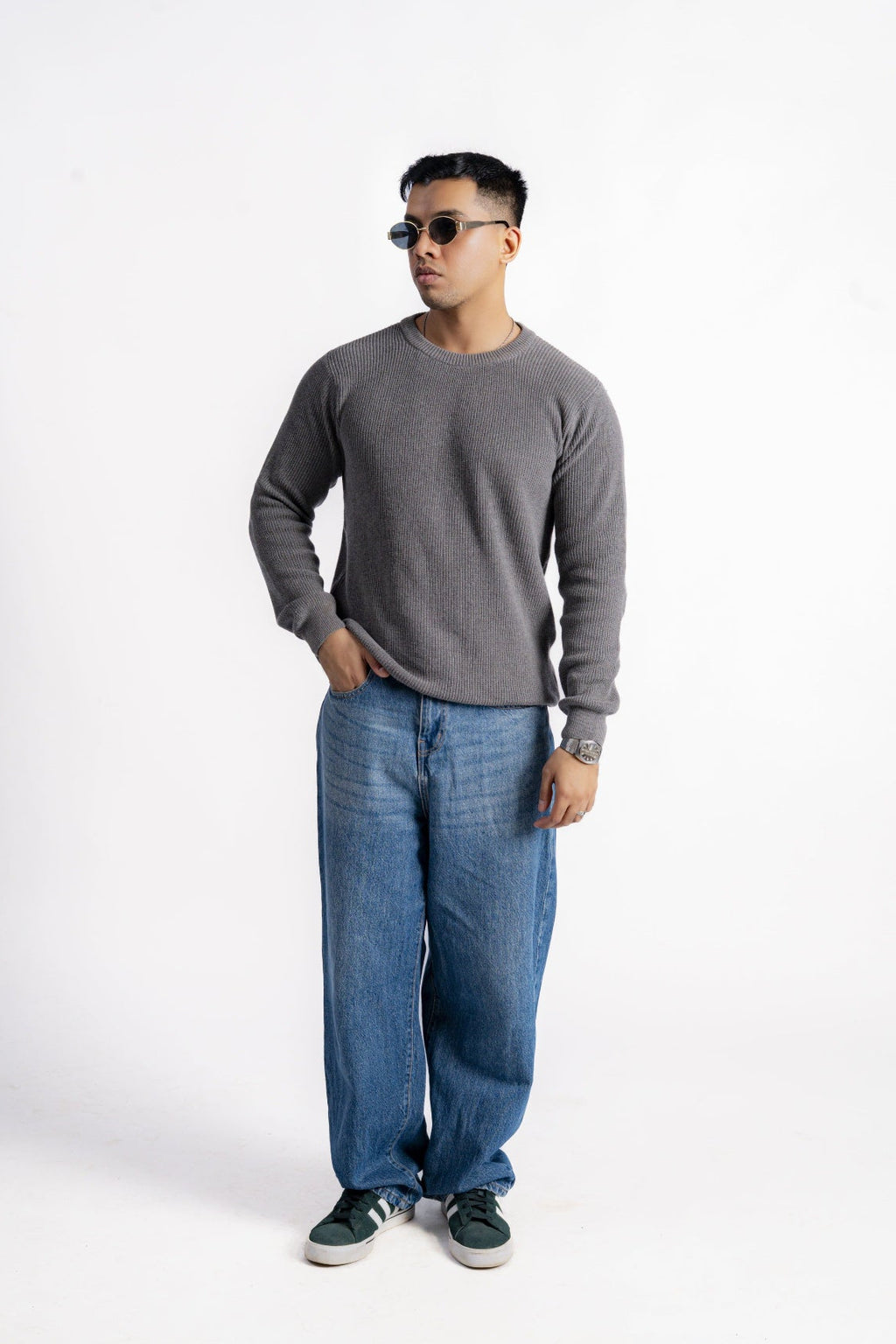 GREY SHAKER KNIT JUMPER