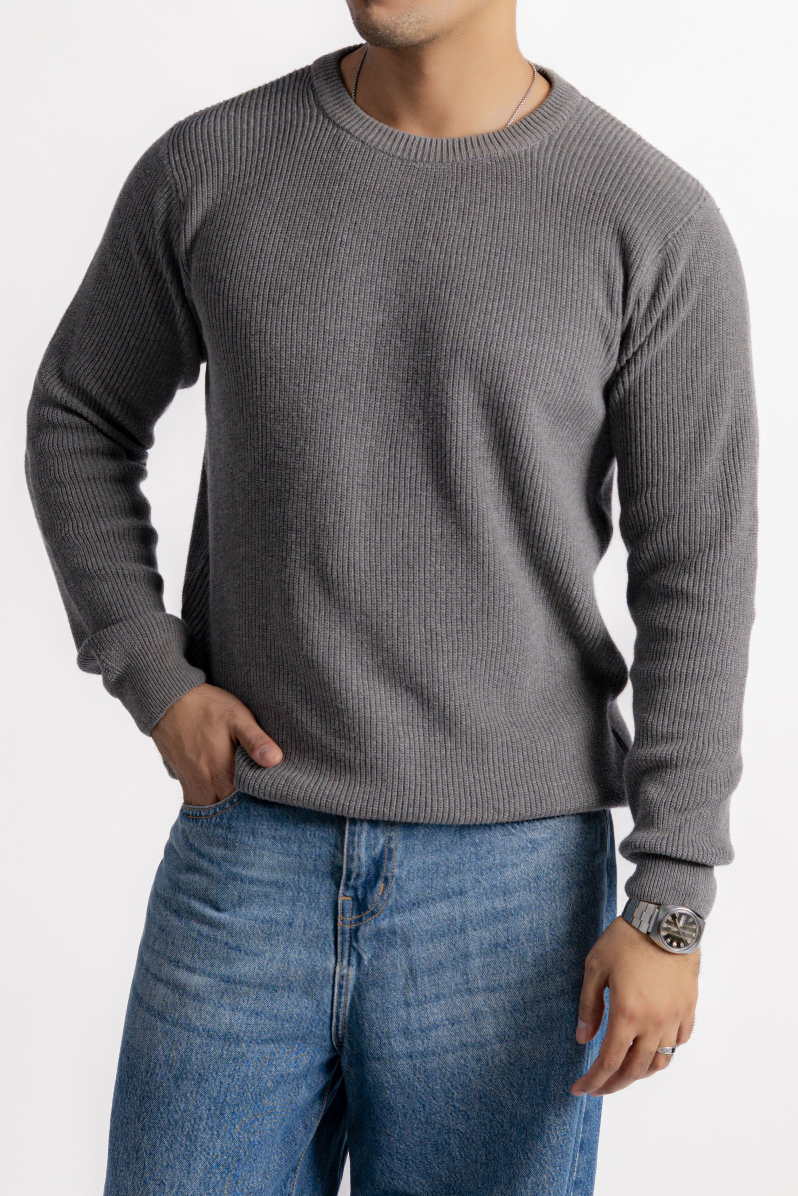 GREY SHAKER KNIT JUMPER