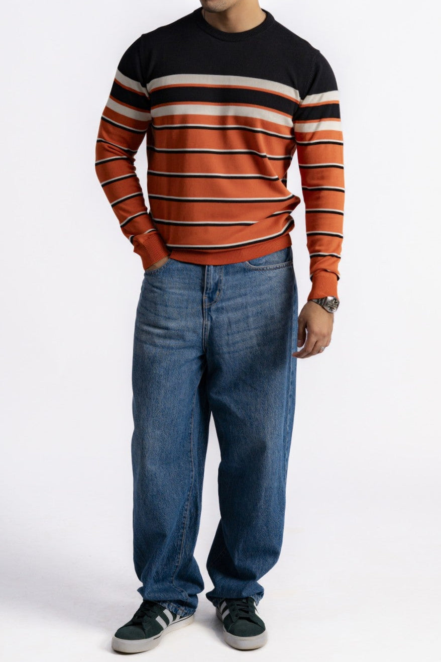 ORANGE STRIPED KNIT JUMPER