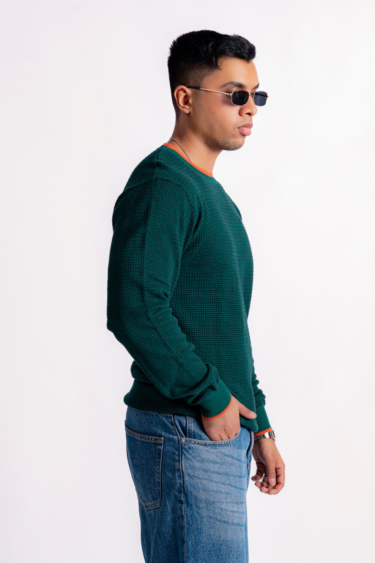 TIMBER GREEN SHAKER KNIT JUMPER