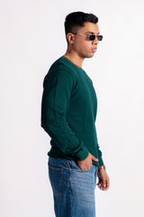 TIMBER GREEN SHAKER KNIT JUMPER