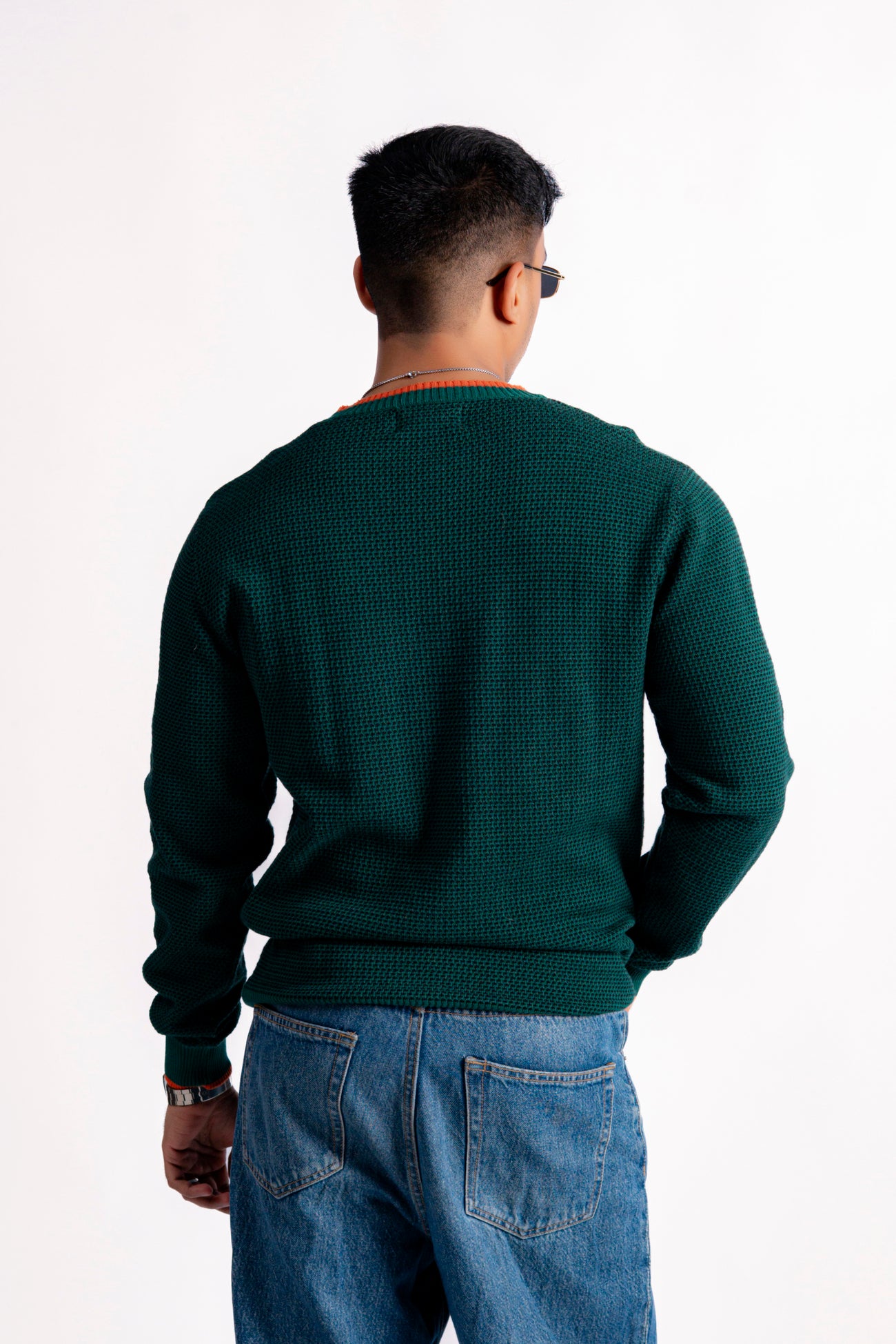 TIMBER GREEN SHAKER KNIT JUMPER
