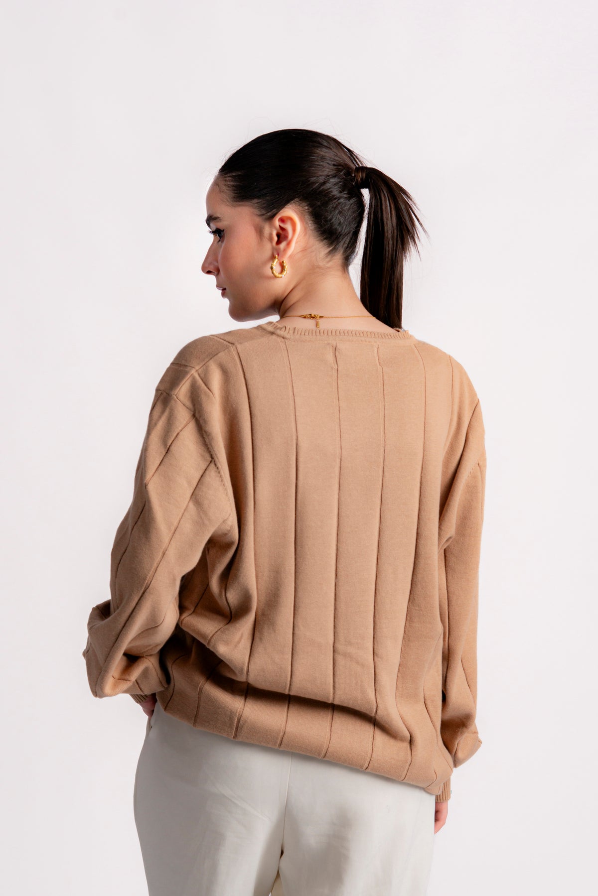 DROP NEEDLE KNIT LONG SLEEVE JUMPER