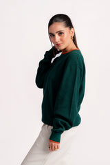 TIMBER GREEN SHAKER KNIT JUMPER