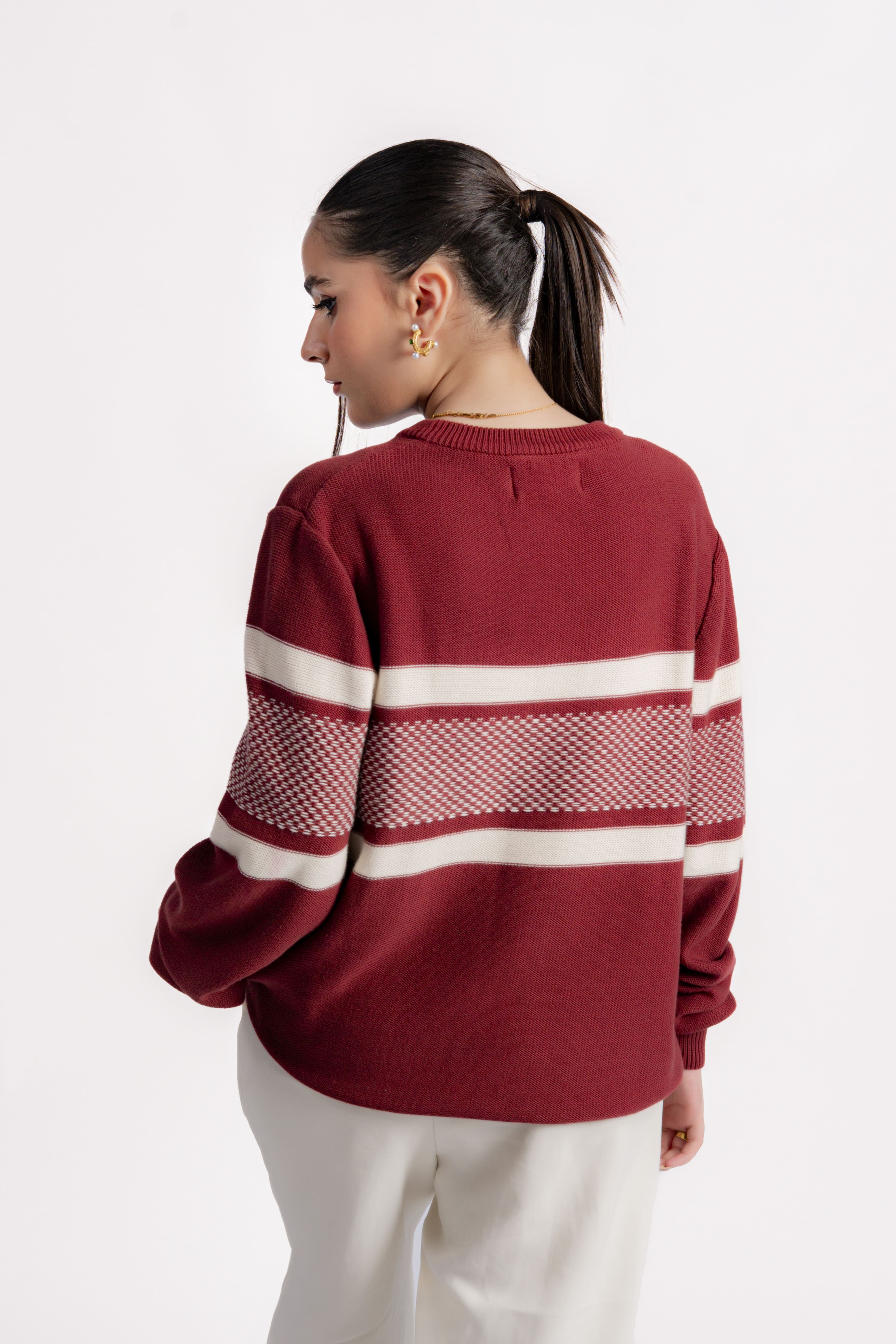 WINE STRIPED KNIT JUMPER