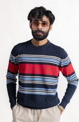 NAVY BLUE STRIPED KNIT JUMPER