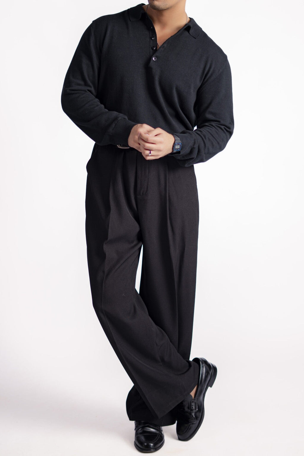 FIVE BUTTON LONG SLEEVE POLO