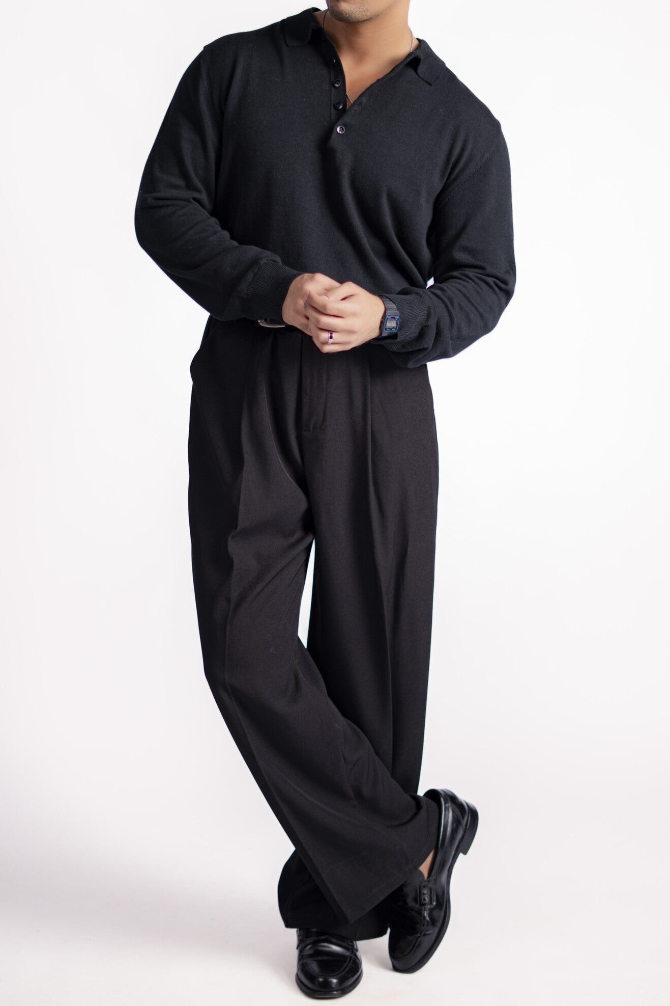 FIVE BUTTON LONG SLEEVE POLO