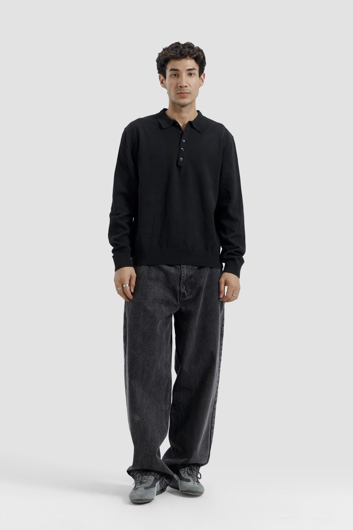 FIVE BUTTON LONG SLEEVE POLO