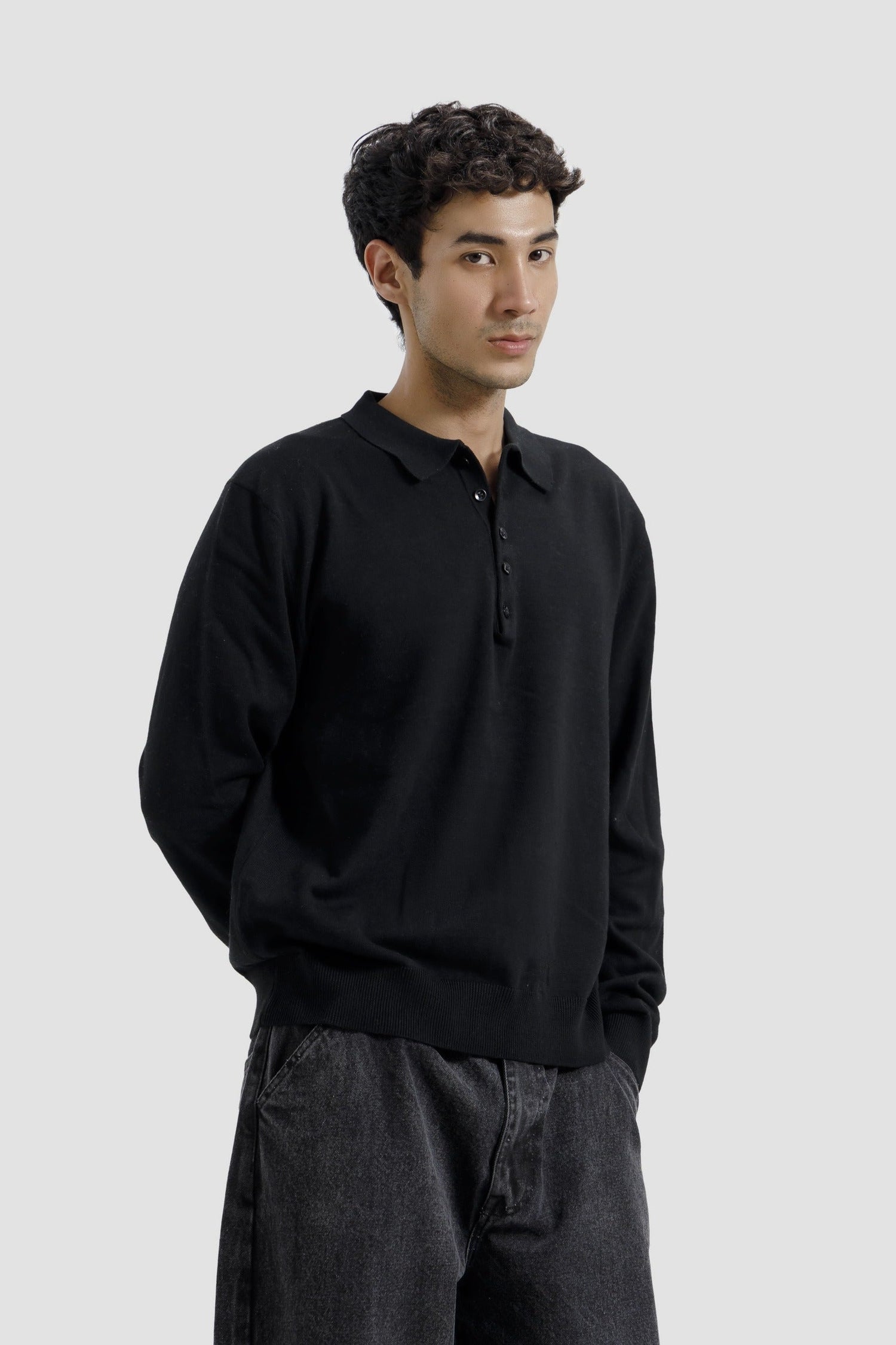 FIVE BUTTON LONG SLEEVE POLO