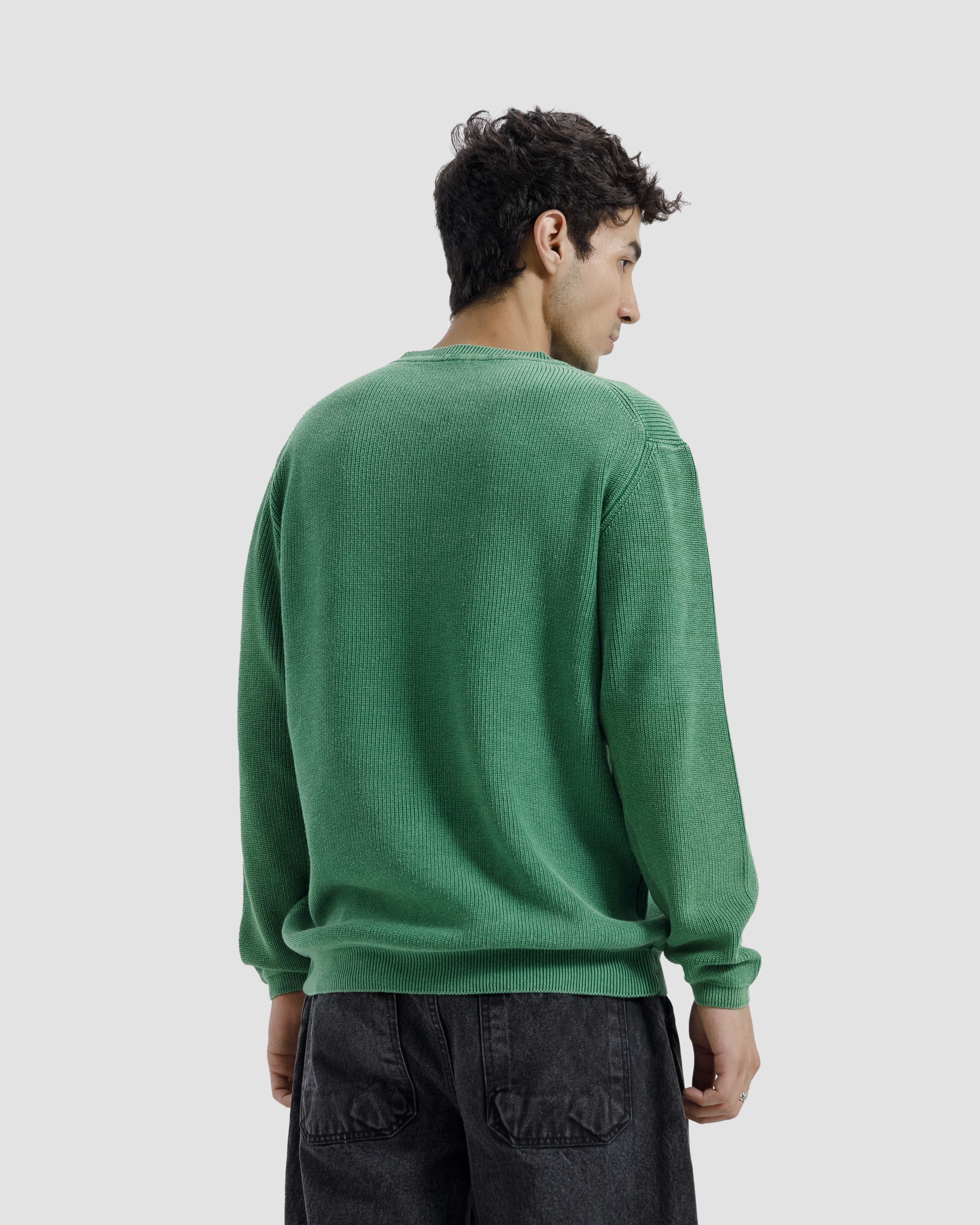 WASHED GREEN SHAKER KNIT JUMPER