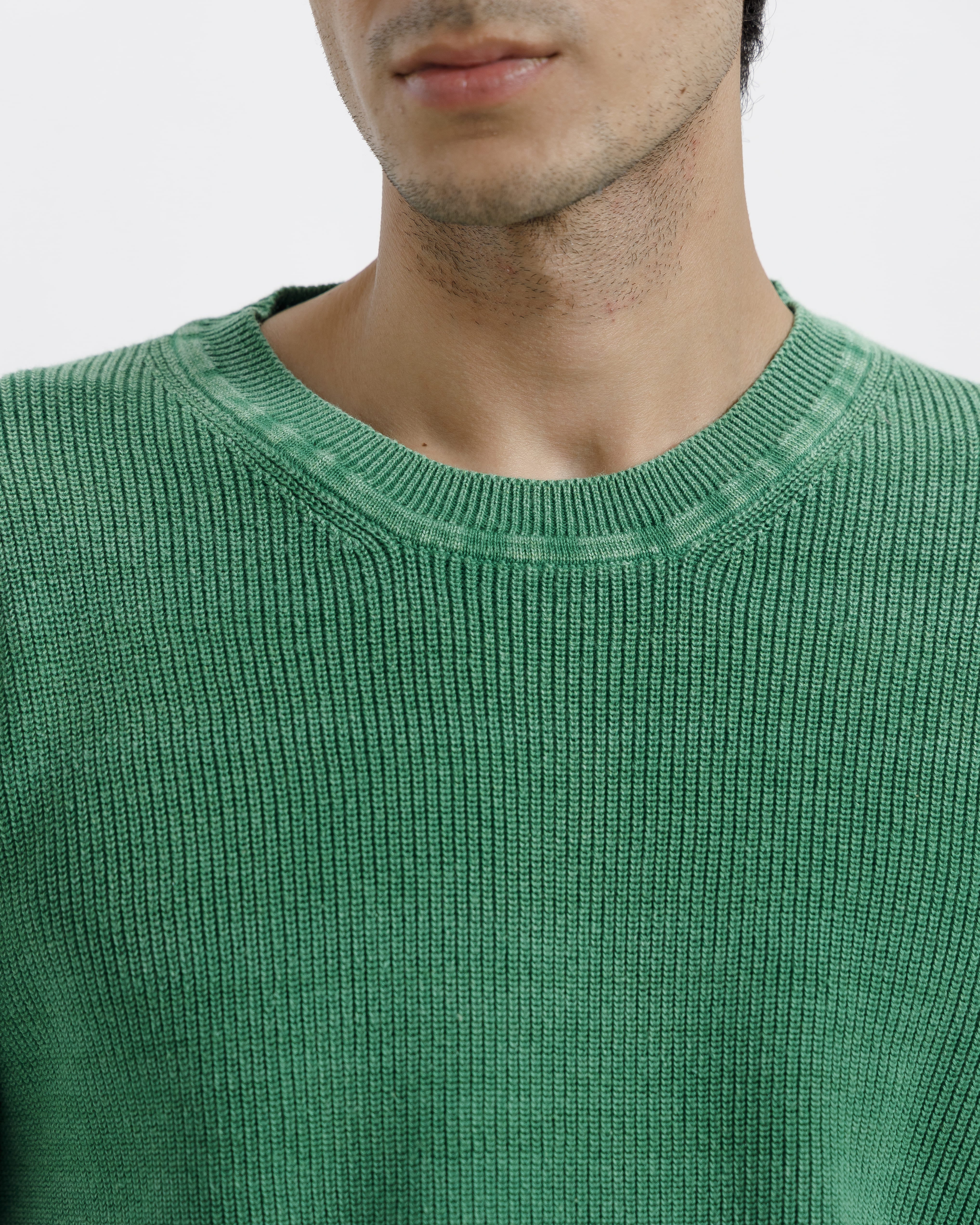 WASHED GREEN SHAKER KNIT JUMPER
