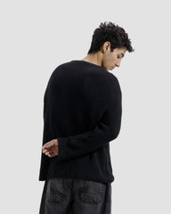 BLACK SHAKER KNIT OVERSIZED JUMPER