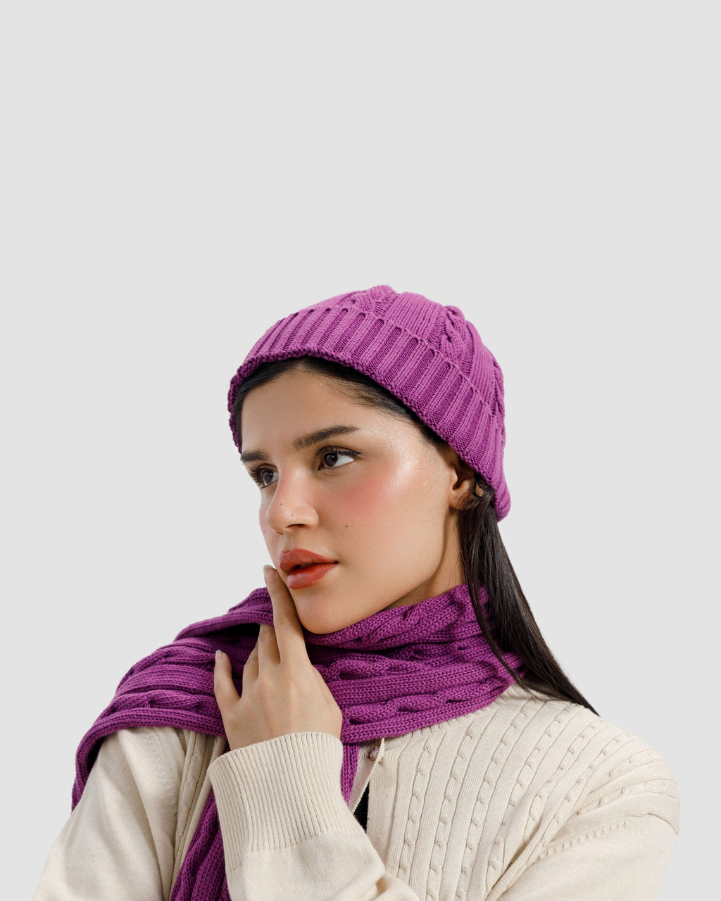 PURPLE MUFFLER & BEANIE SET
