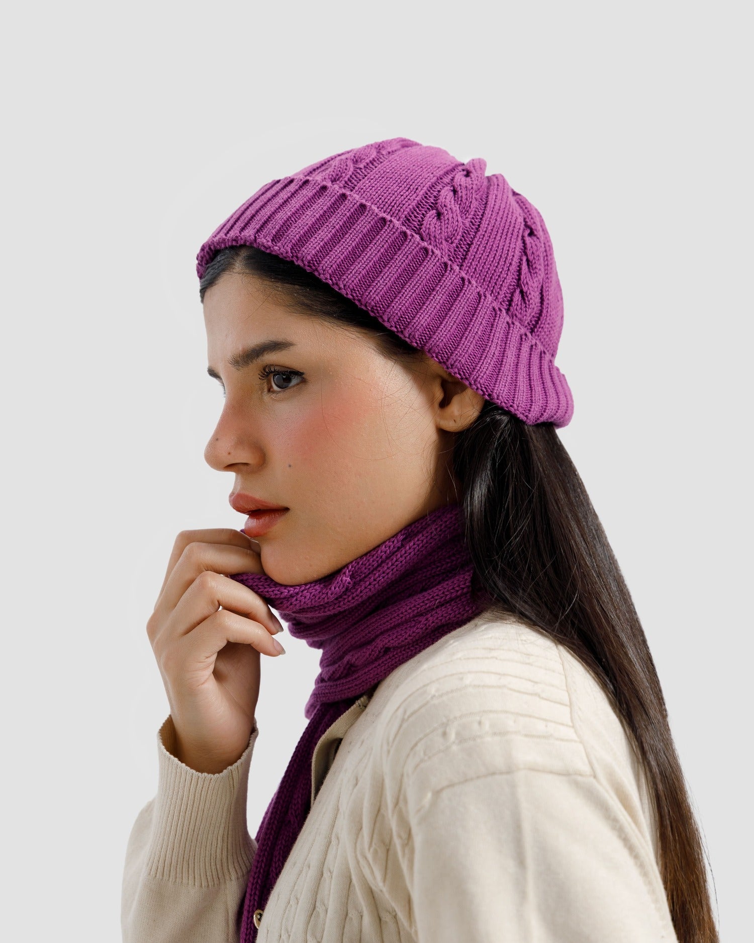PURPLE MUFFLER & BEANIE SET