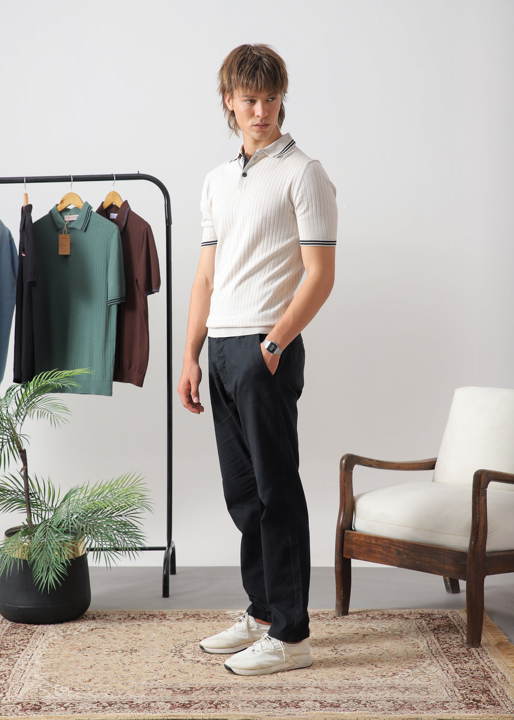 PINSTRIP LUXE DROP NEEDLE POLO