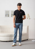 BLACK DROP NEEDLE KNIT POLO