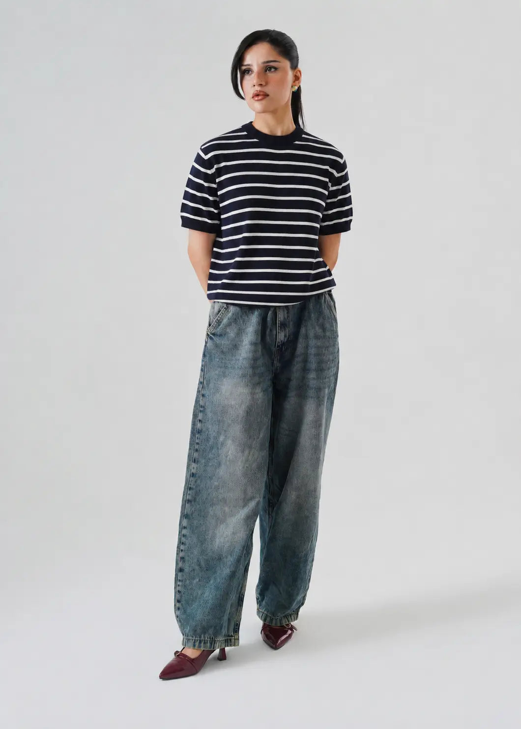 STRIPED KNIT T-SHIRT