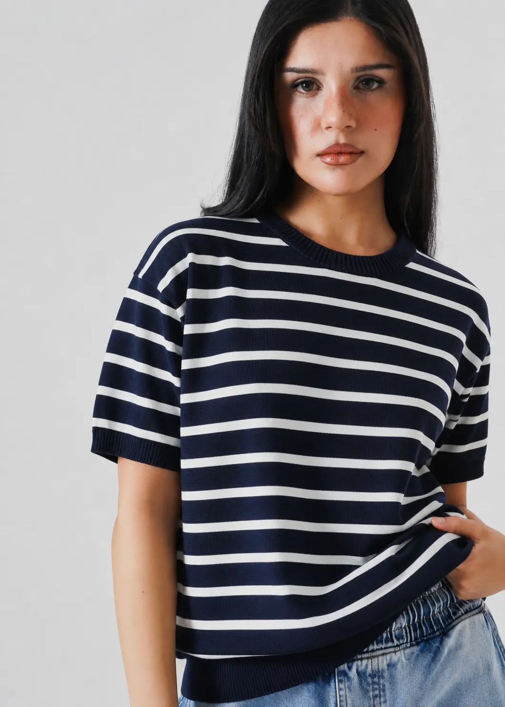 STRIPED KNIT T-SHIRT