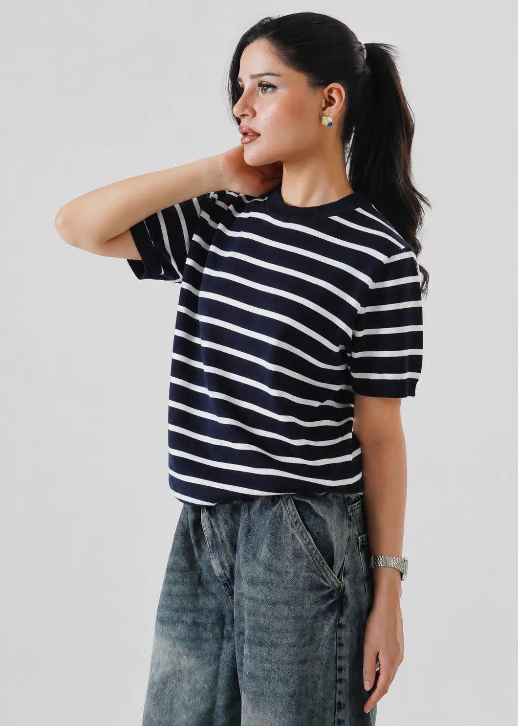 STRIPED KNIT T-SHIRT