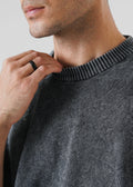WASHED REVERSE LINKED OVERSIZED KNIT T-SHIRT