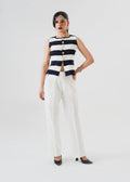 STRIPPED MILANO RIB KNIT VEST