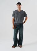 RACKING KNIT POLO CARBON WASHED