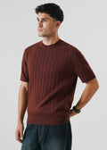 CABLE KNIT T-SHIRT BROWN DERBY