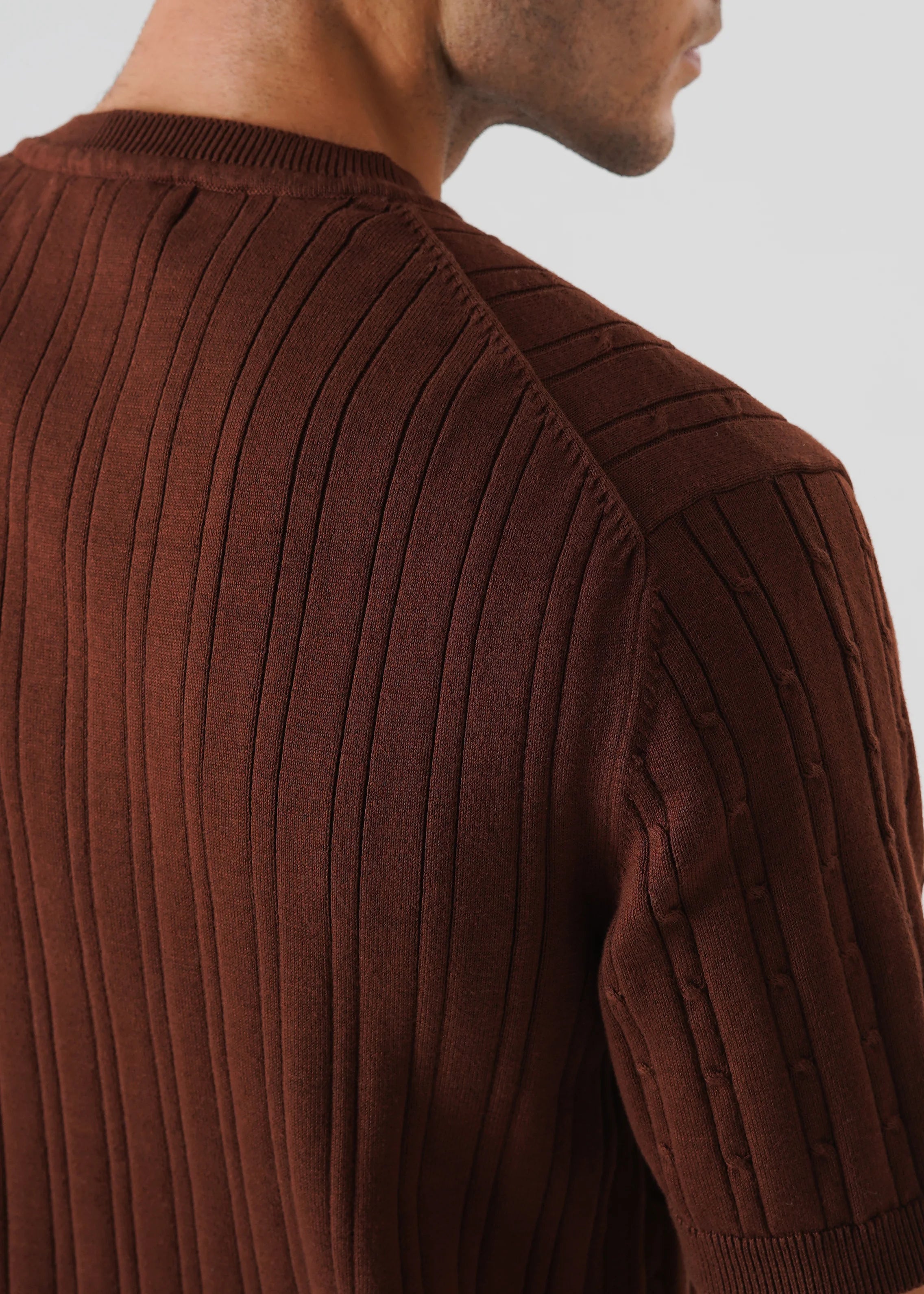 CABLE KNIT T-SHIRT BROWN DERBY