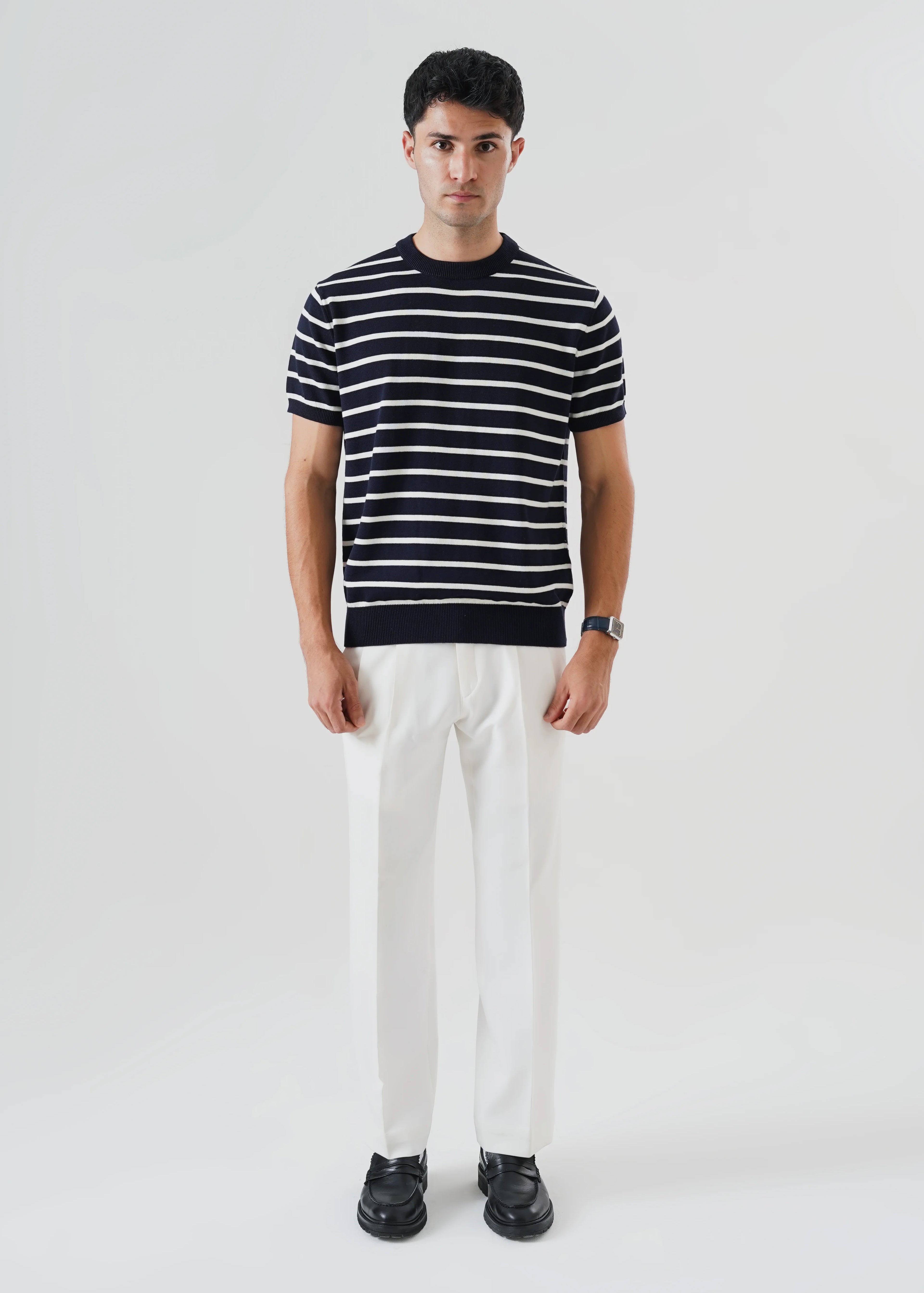 STRIPED KNIT T-SHIRT