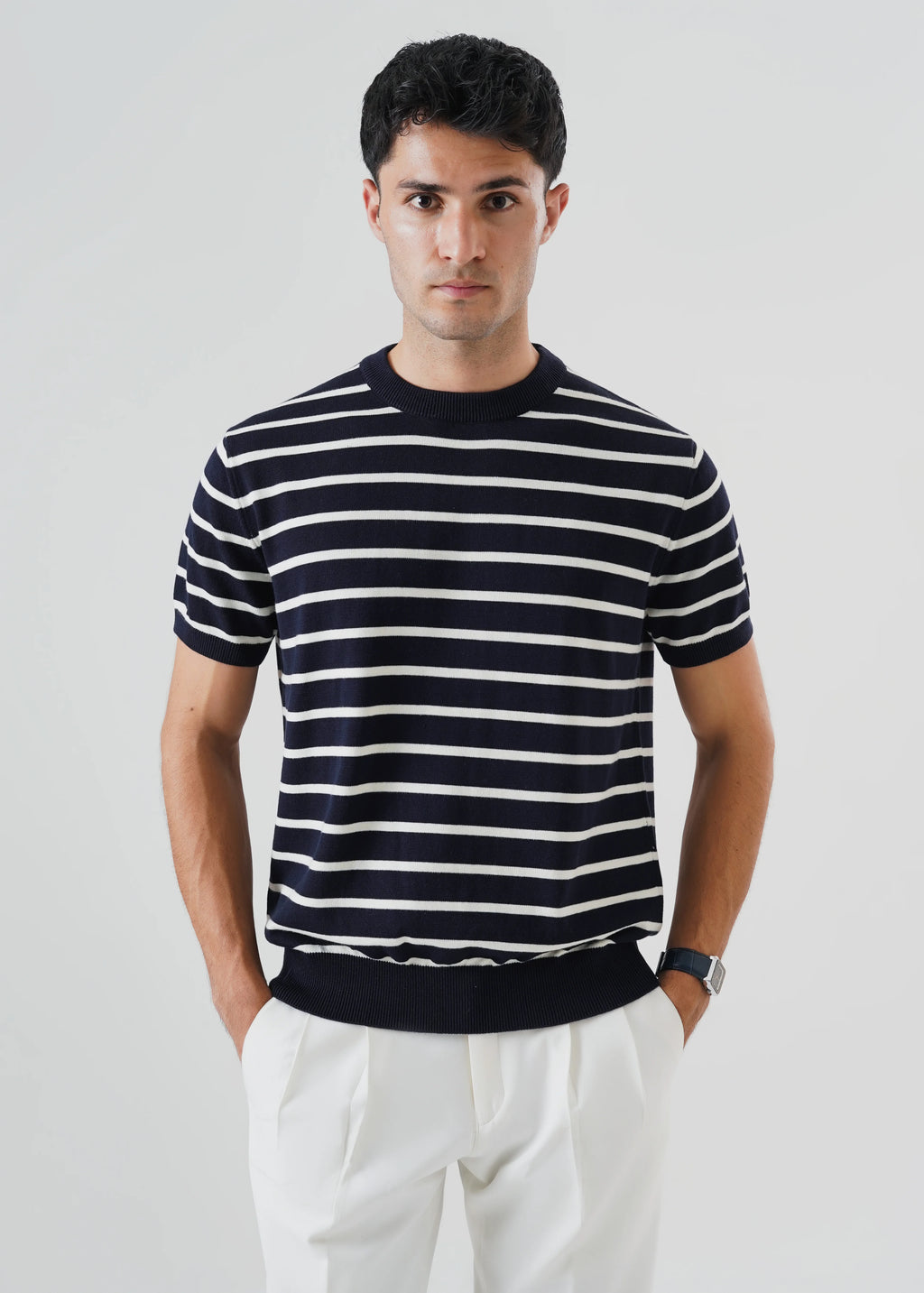 STRIPED KNIT T-SHIRT