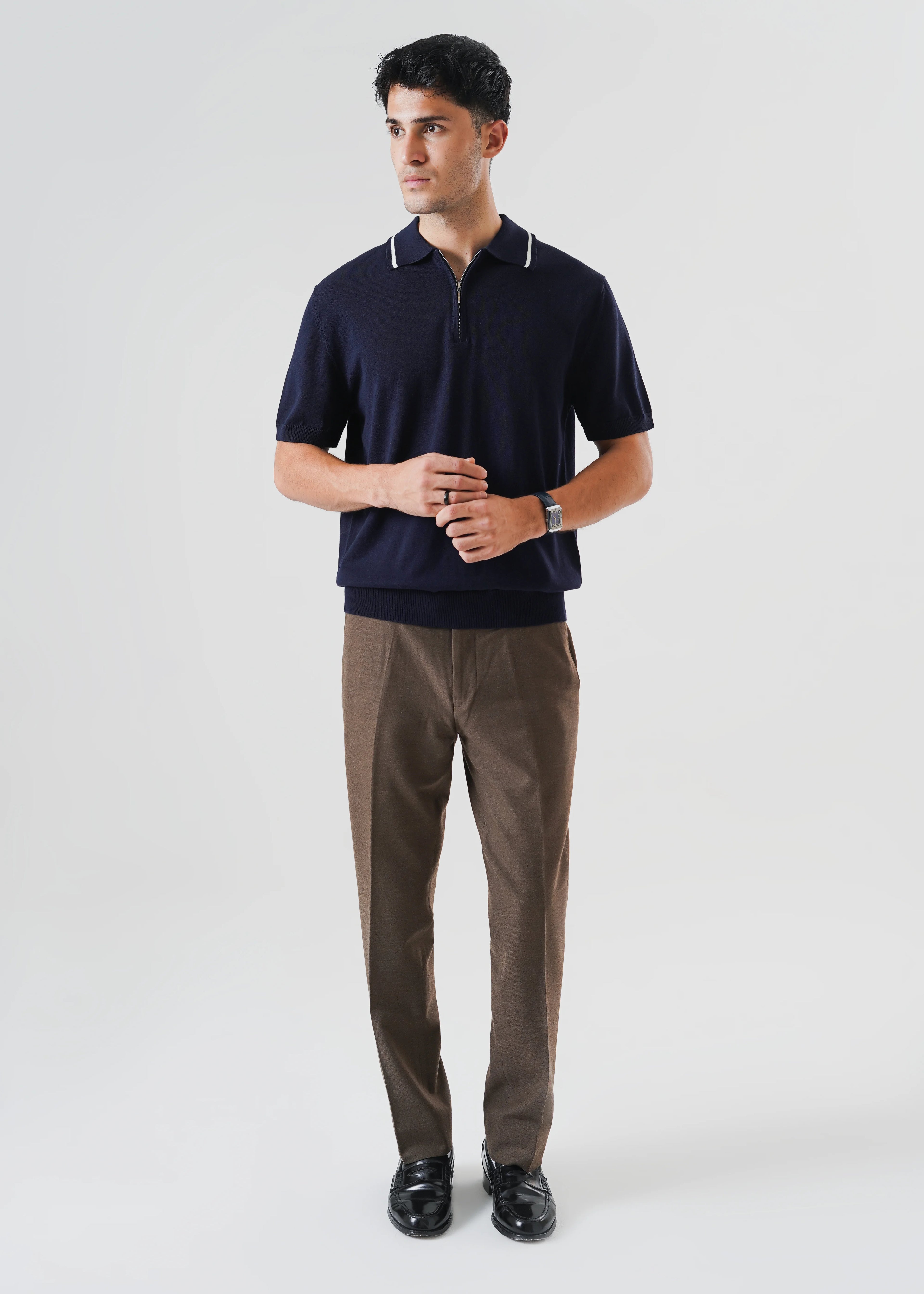 QUARTER ZIPPER KNIT POLO