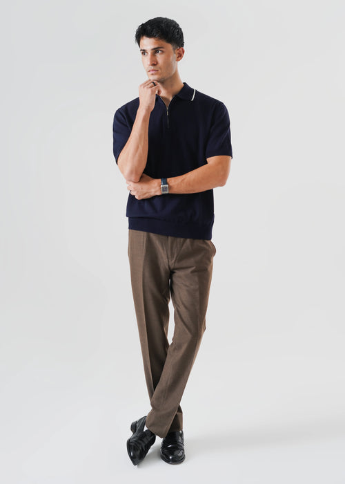 QUARTER ZIPPER KNIT POLO