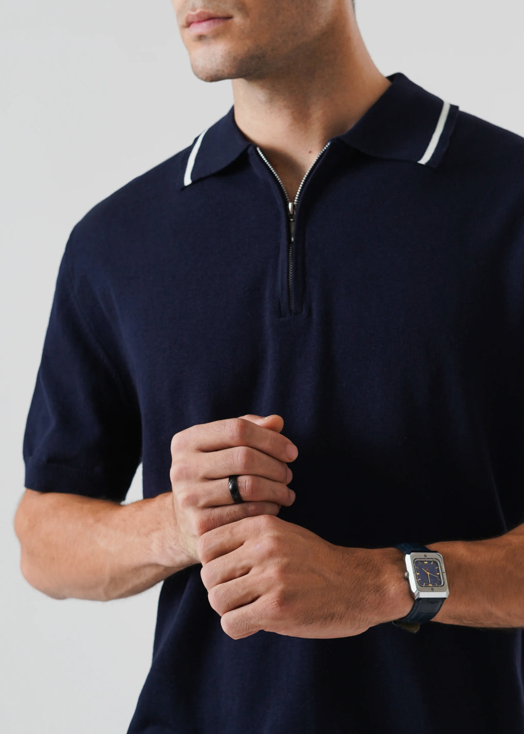 QUARTER ZIPPER KNIT POLO