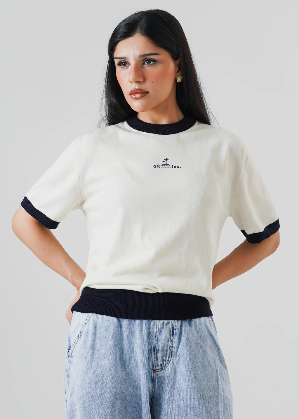 RINGER KNIT T-SHIRT COCOUNUT MILK