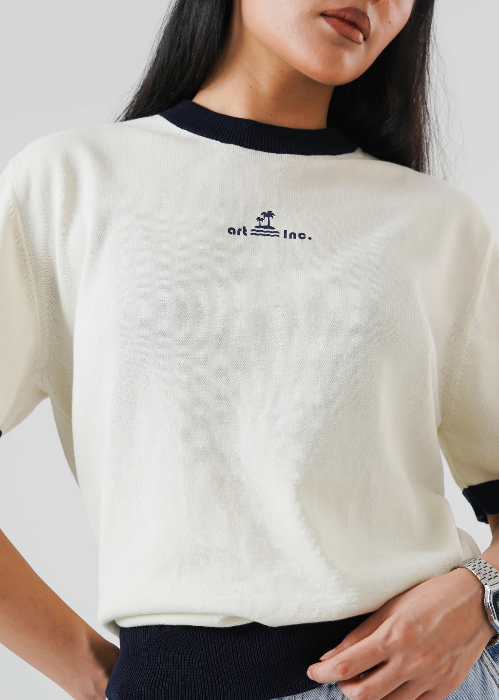 RINGER KNIT T-SHIRT COCOUNUT MILK