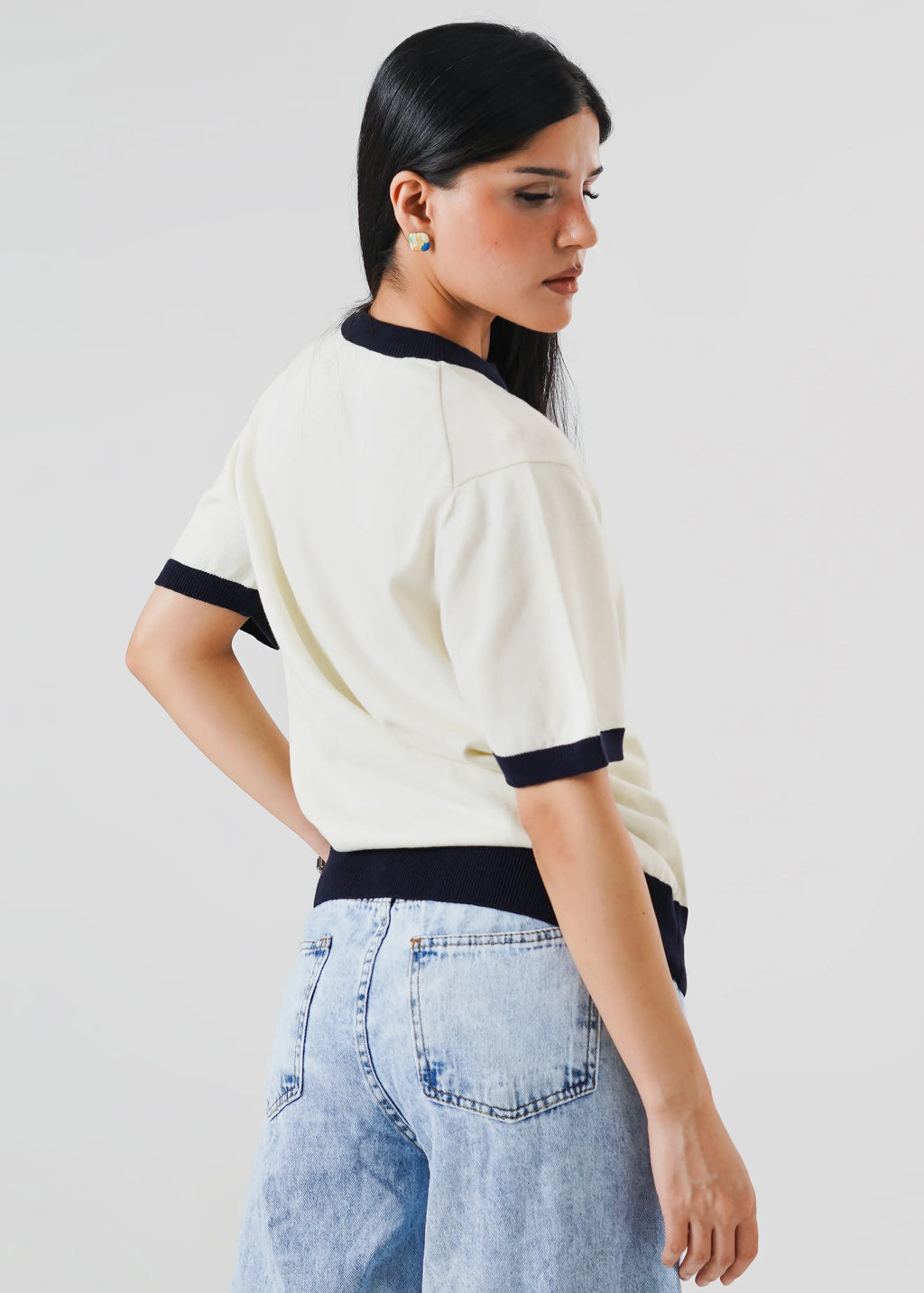 RINGER KNIT T-SHIRT COCOUNUT MILK