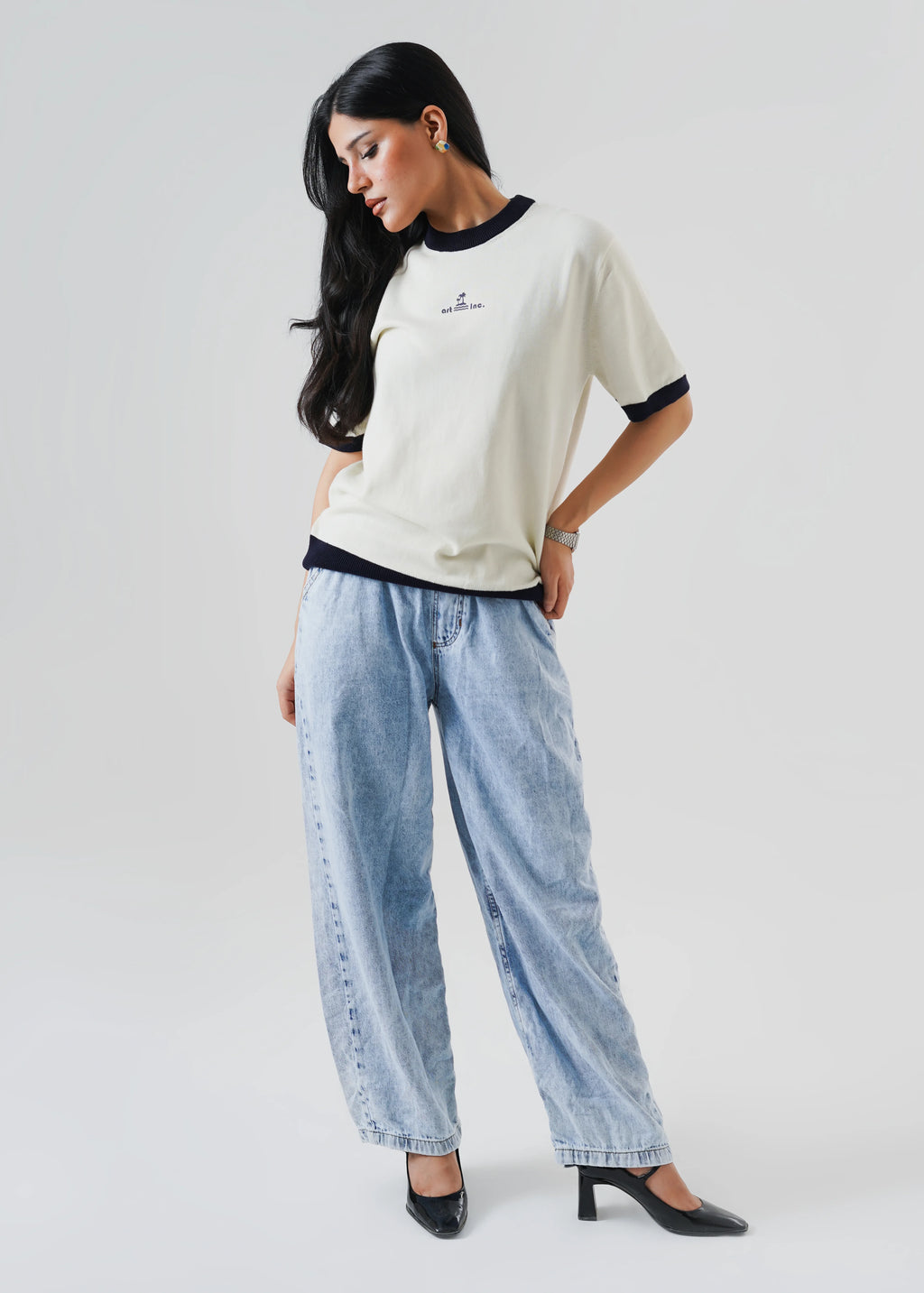 RINGER KNIT T-SHIRT COCOUNUT MILK
