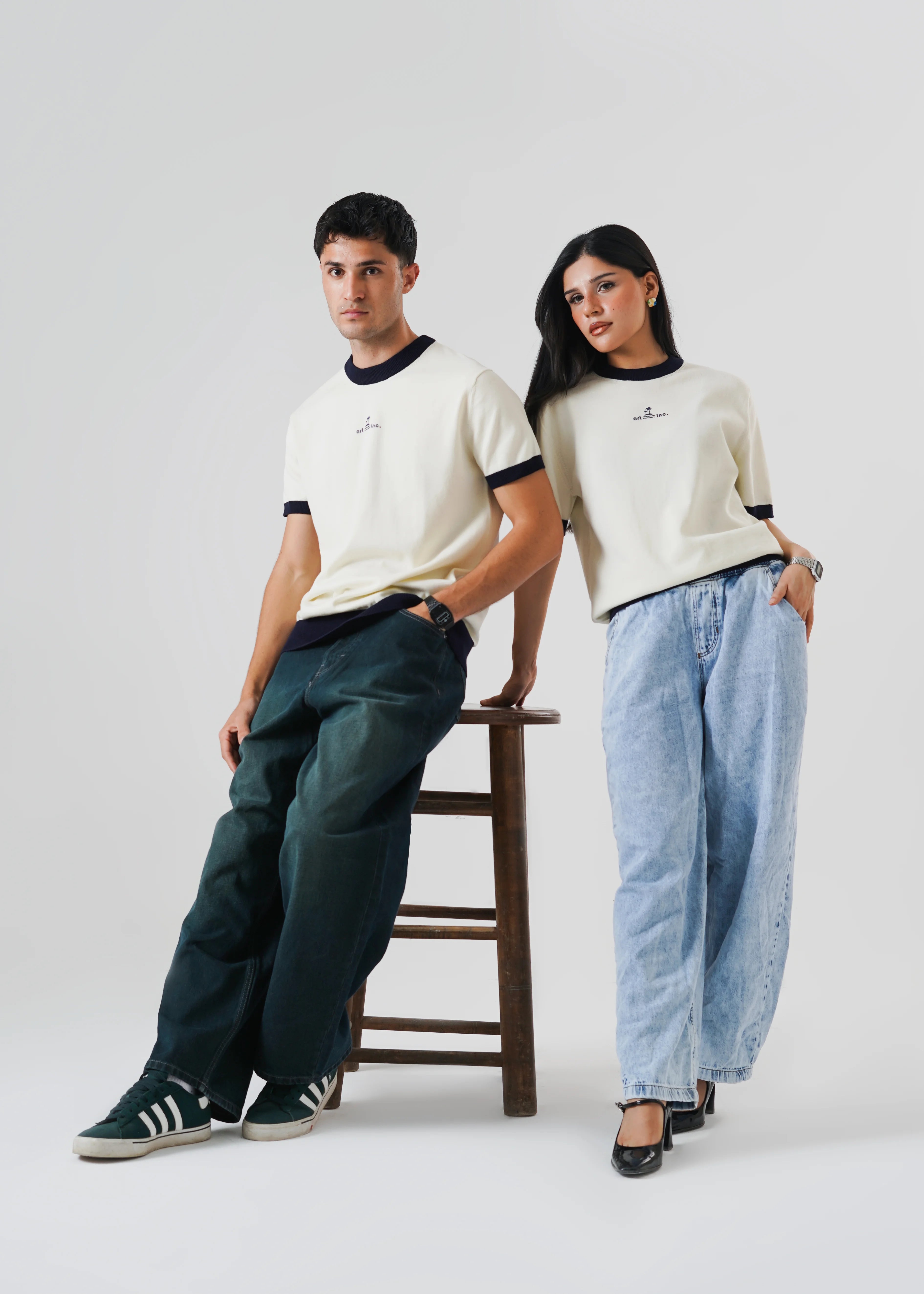 RINGER KNIT T-SHIRT COCOUNUT MILK