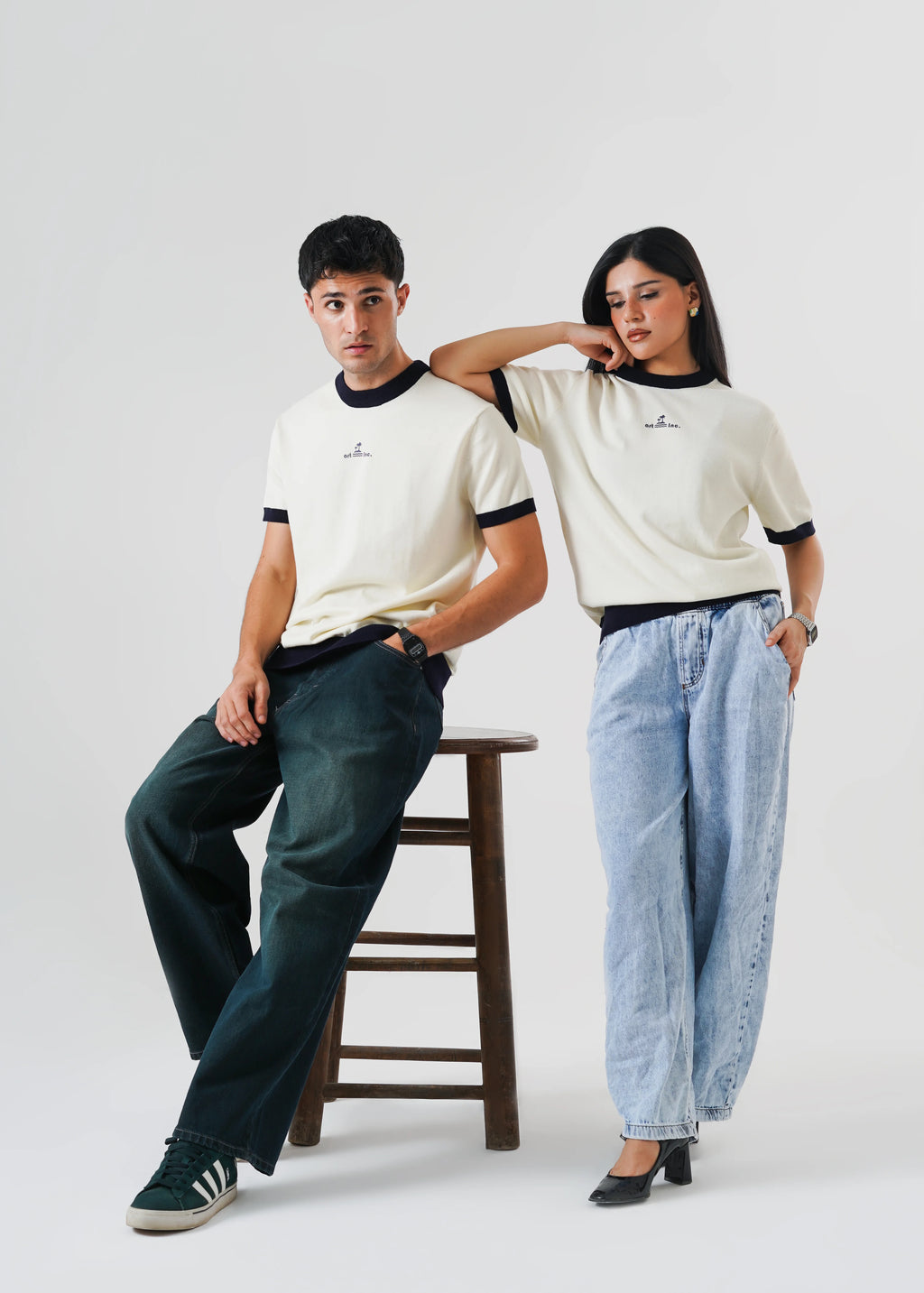 RINGER KNIT T-SHIRT COCOUNUT MILK