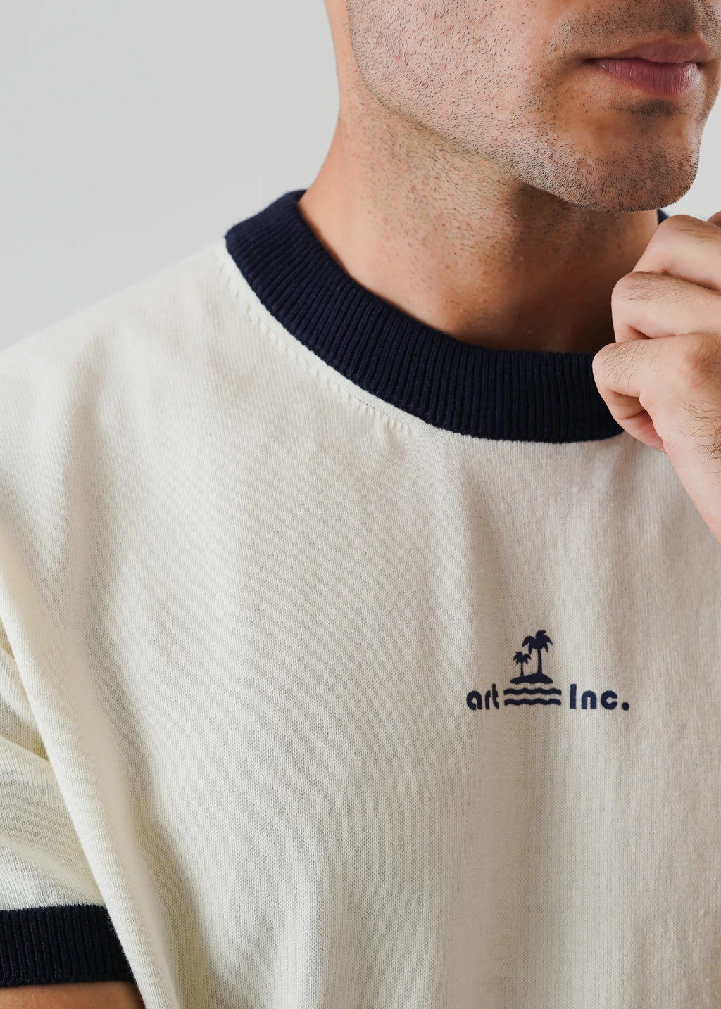 RINGER KNIT T-SHIRT COCOUNUT MILK