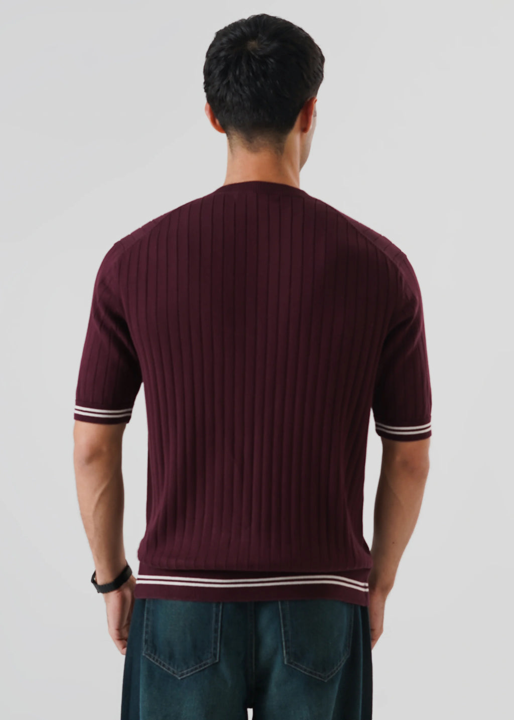 DROP NEEDLE KNIT HENLEY GRAPE