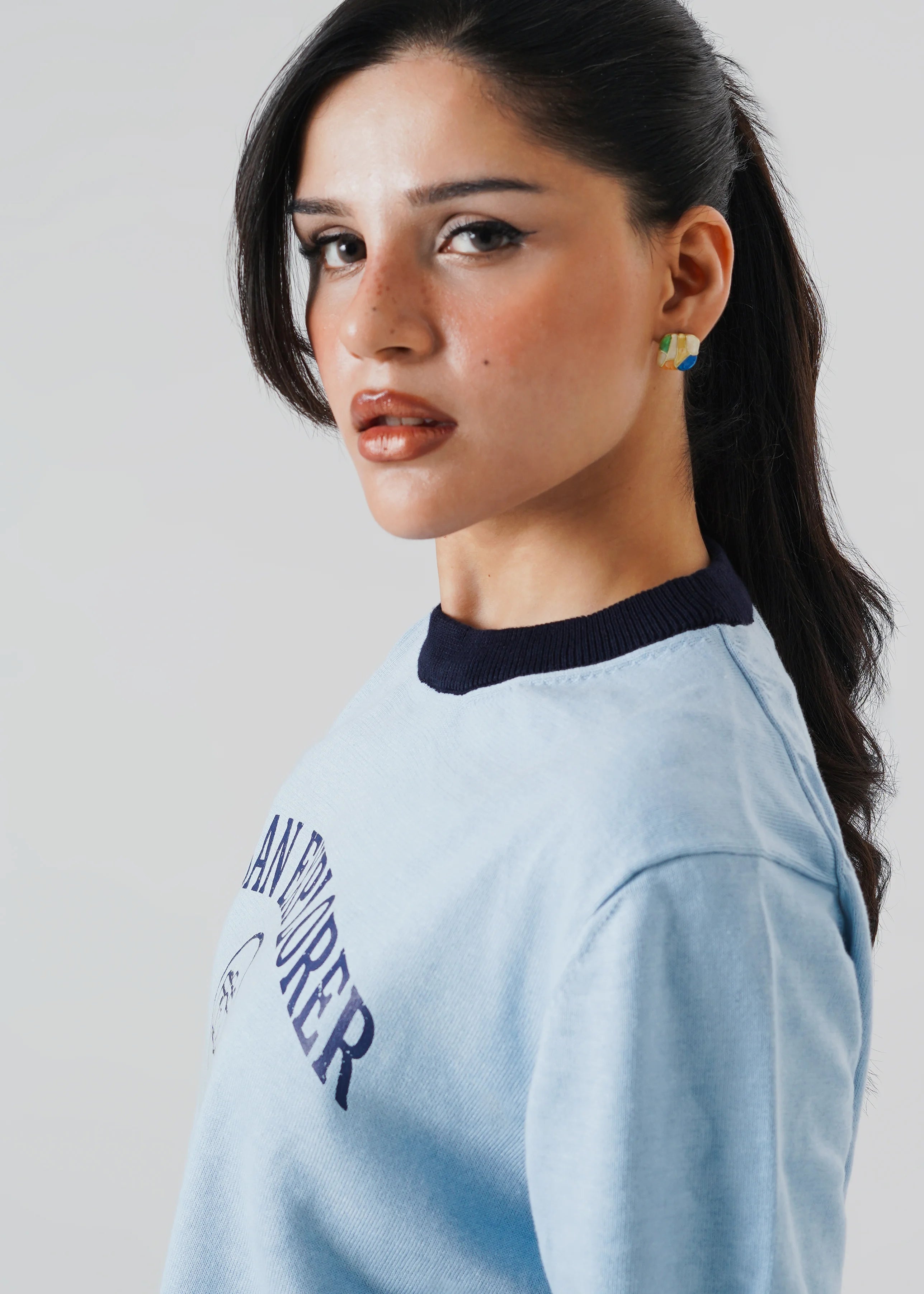 RINGER KNIT T-SHIRT SKY BLUE