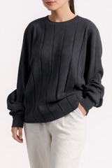 DROP NEEDLE KNIT LONG SLEEVE JUMPER