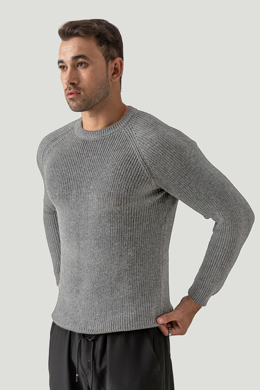 LIGHT GREY CARDIGAN KNIT RAGLAN UNISEX